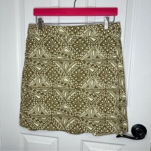 Ripskirt Hawaii Khaki Creme Aztec Geometric Print Adjustable Waist Skirt Sz M